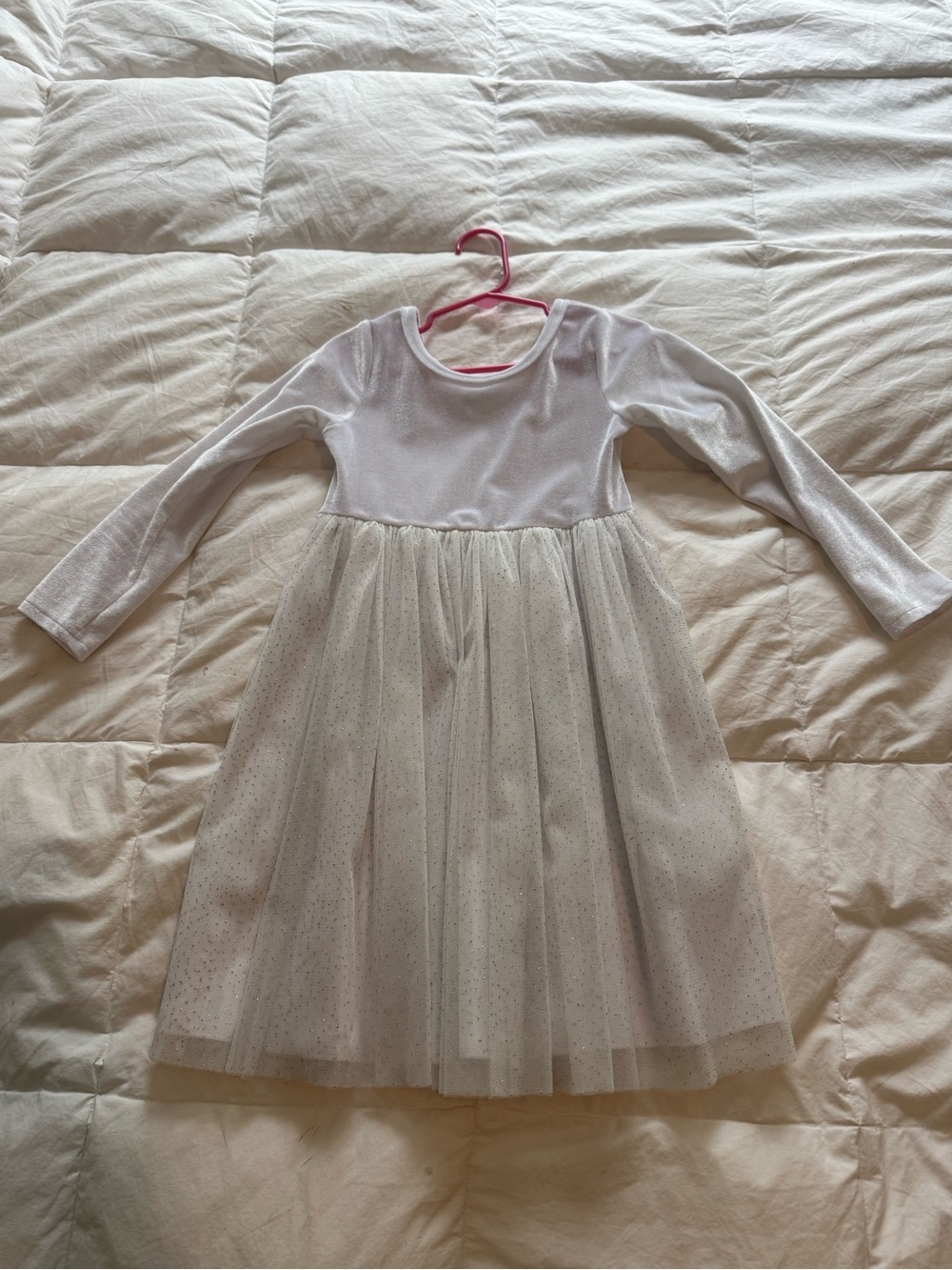 Girls White Sparkle Tulle Dress